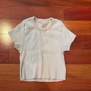 Brandy Melville Light Gray Ribbed Tee